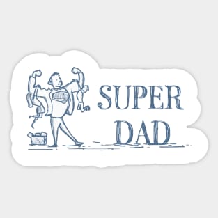 super dad holding kids son daughter doodle white Sticker